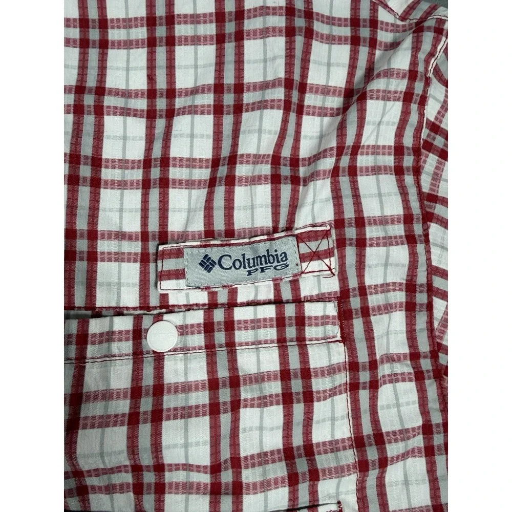 Columbia PFG Super Tamiami Arkansas Razorbacks Shirt Men L Plaid L/S Vented